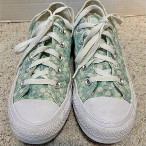 Converse All-Star Women's Low Top Shoes Blue-Green & White Floral  Size 6